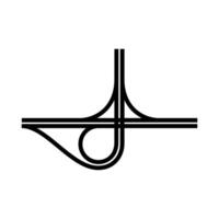 clean, minimalist representation of a highway interchange is ideal for themes of travel, logistics, connection, and infrastructure. geometric lines offer a modern aesthetic for maps or data visuals vector