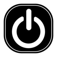 sleek, monochromatic graphic showcases the universal power symbol within a rounded square. for minimalist designs needing an on or off indicator or representing technology and control in a clear vector