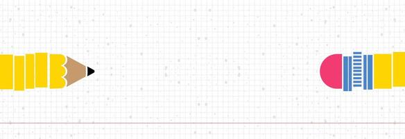 A simple pencil on a background of a checkered notebook. vector