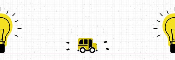 Checkered background with school bus. vector
