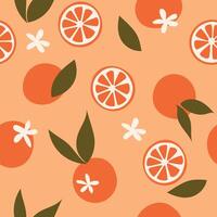 doodle oranges seamless pattern vector