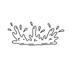Splash of water with splatters, waves and drops isolated on white background. hand-drawn illustration in doodle style. Perfect for decorations, logo, various designs. vector