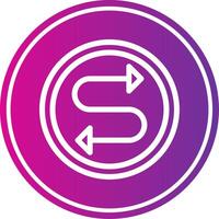 A purple and white icon with a s and arrow vector