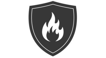 Fire icon in a shield with a flame on it vector