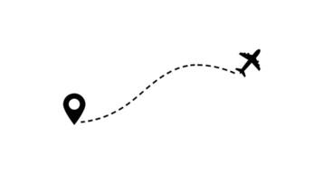 A plane is flying over a map with a pin vector
