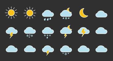 Weather icons set on a black background vector