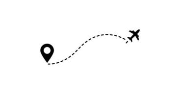 A plane is flying over a map pin vector
