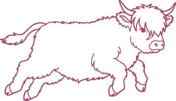 Fluffy Baby Highland Cow Hand-Drawn Calf Clipart with Rustic Country Charm vector