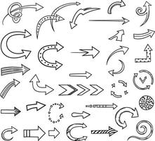 Creative hand drawn arrows collection with various curved, swirly, and dotted styles for infographics, presentations, direction guides, and digital design elements vector