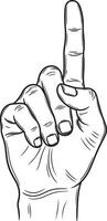 Vintage Illustration of a Hand with Index Finger Pointing Up in Classic Stipple Engraving Style vector