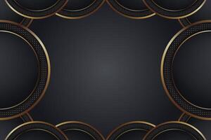 Black and gold circular frame design vector