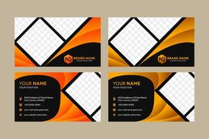 Gradient yellow orange curve business card template vector