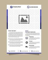 modern business flyer or poster design template with photo space on white background. multicolor blue colors on element. vector