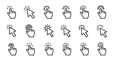 A set of hand pointing icons on a white background vector