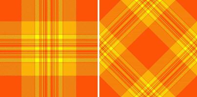 Vibrant orange and yellow plaid textile. Warm, sunny, and patterned fabric design. Ideal for backgrounds, texture overlays, or seasonal themes. vector