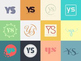 YS logo company template. Letter y and s logotype. Set different classic serif lettering and modern bold text with design elements. Initial font typography. vector