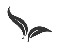 Minimalist graphic of two stylized leaves. Evokes nature, growth, and organic themes. Ideal for branding, wellness, or ecofriendly concepts. illustration. vector