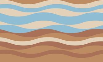 Abstract wavy stripes in calming earth tones and sky blue create a serene, minimalist design. Perfect for website backgrounds, social media, or print projects needing a tranquil, modern aesthetic. vector