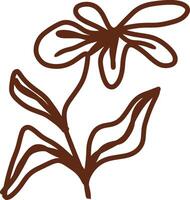 Minimalist botanical line art featuring abstract plant with organic leaves and delicate stems vector