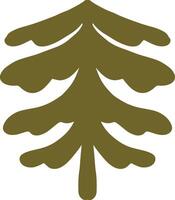 Simple hand-drawn abstract pine tree in olive green vector