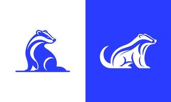 Stylized badger logo design in blue and white vector