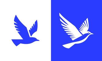Abstract bird in flight blue and white design vector