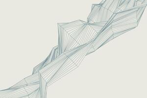 Geometric waves background with fine wireframe wave structures on a light design vector