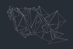 Abstract 3D shape background made from wireframe geometric objects and clean lines vector