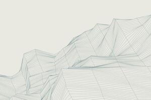 Minimalist 3D mesh landscape from geometric waves background eaturing flowing wave-like geometric lines vector