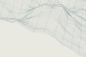Dynamic flowing grid lines in geometric waves background creating a 3D wave-inspired abstract pattern vector