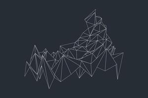 Minimalist dark background with clustered abstract wireframe geometric objects vector