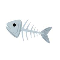 Minimal fishbone skeleton illustration with cartoon-style head and tail. Ideal for food waste concepts, seafood designs, or eco-friendly symbol themes vector