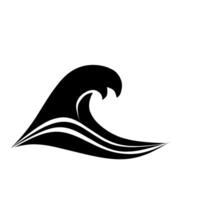 Stylized black wave icon in format, symbolizing ocean energy, water motion, and surfing. Perfect for logos, nature designs, or abstract backgrounds vector