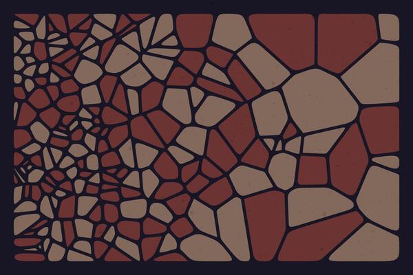 Brown voronoi background designed with random geometric blocks and vibrant contrast