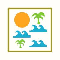 Simply design for summer season with beach elements, waves and coconut trees for print vector