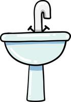 Hand drawn Bathroom elements doodle, Cartoon illustration of a sink with a faucet and basin design. vector