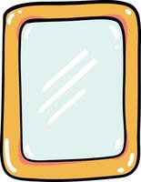 Hand drawn Bathroom elements doodle, Colorful mirror with a decorative frame and a reflective surface. vector