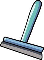 Hand drawn Bathroom elements doodle, Cartoon illustration of a squeegee with a colorful handle. vector