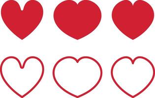 heart icons red set . Set of love symbols isolated. Heart Black Love Logo Variations vector