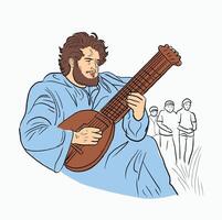 Musician playing string instrument vector