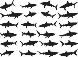 Diverse Shark Silhouettes for Graphic Design vector