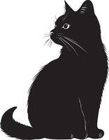 Elegant Black Cat Silhouette in Profile View vector