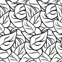 autumn black and white hand drawn line leaves seamless background, texture vector