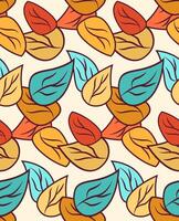 Pattern with colorful leaves vector