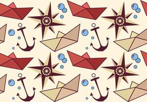 Marine pattern with paper boats vector