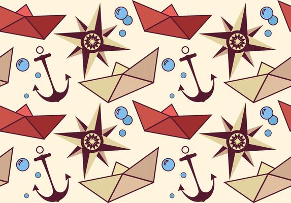 Marine pattern with paper boats