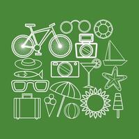 Contour summer icon set. vector
