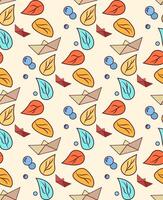 Colorful leaves and geometric shapes pattern vector
