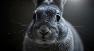 A close up of a rabbit with a dark background photo