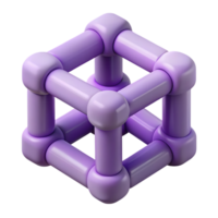 abstrato 3d rendido cubo estrutura com geométrico formas dentro uma suave roxa cor png